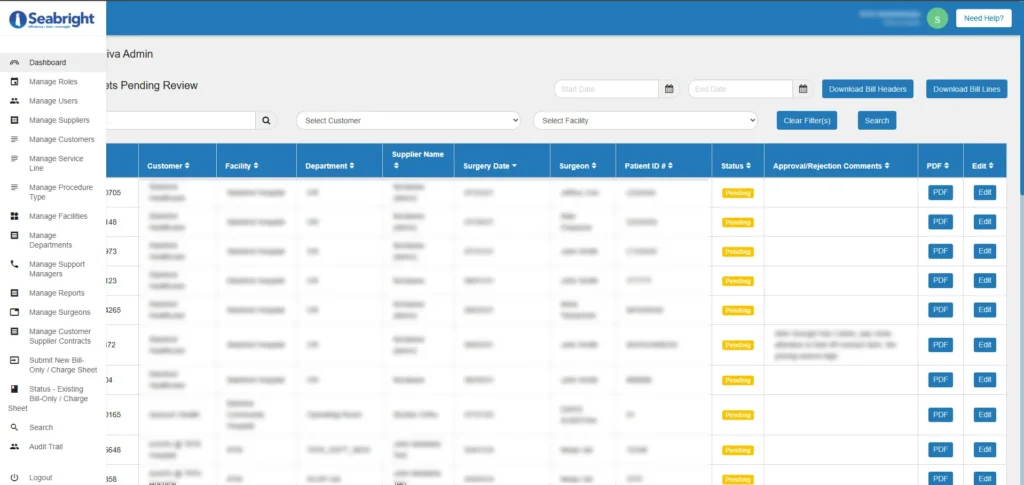 seabright admin dashboard